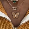 Sterling silver butterfly necklace with thick gold plating