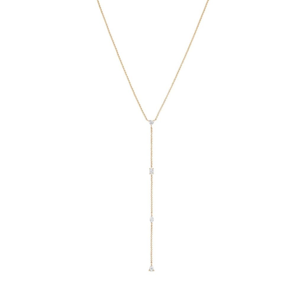 925 Sterling Silver Diamond Chain Lariat Necklace