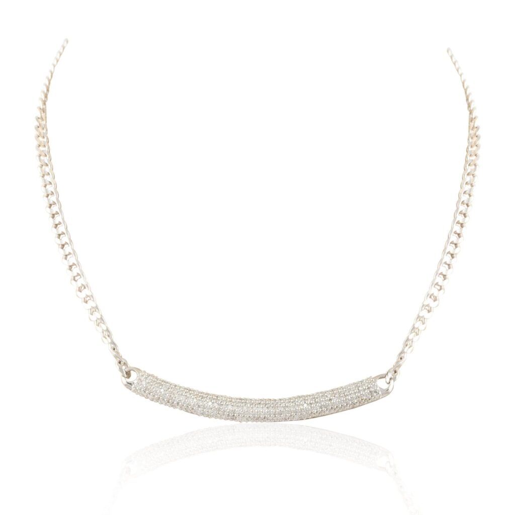 925 Sterling Silver Diamond Chain Necklace