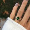 925 Sterling Silver Diamond Chrome Green Tourmaline Solitaire Eternity Ring - Image 2