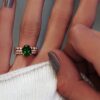 925 Sterling Silver Diamond Chrome Green Tourmaline Solitaire Eternity Ring - Image 4