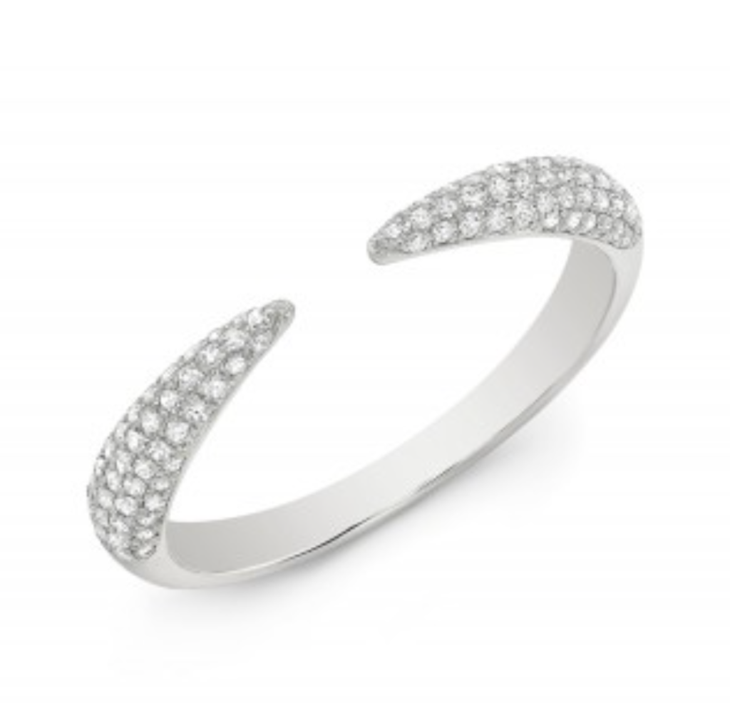 925 Sterling Silver Diamond Claw Ring