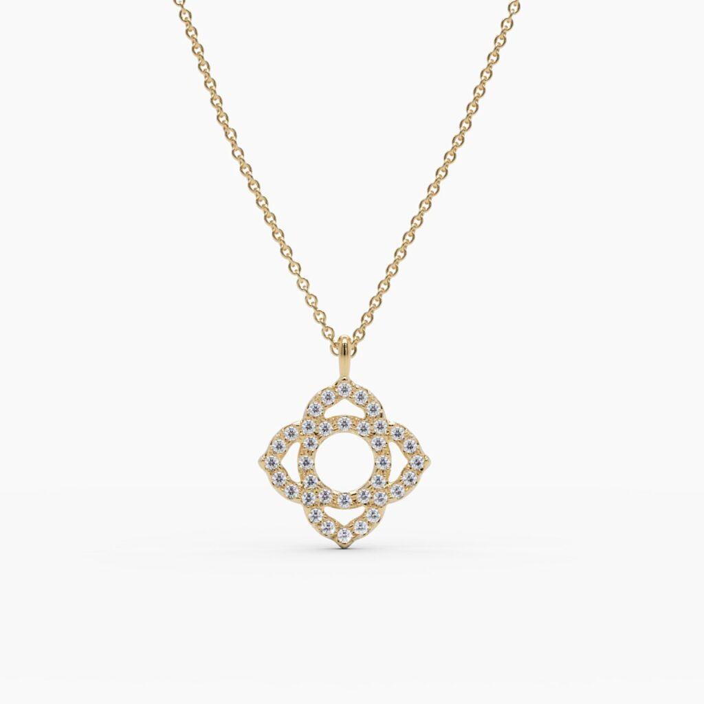 925 Sterling Silver Diamond Clover Pendant Necklace