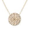 925 Sterling Silver Diamond Compass Coin Necklace