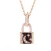 925 Sterling Silver Diamond Crescent Starburst Lock Necklace