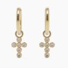 925 Sterling Silver Diamond Cross Hoop Earrings