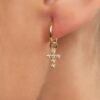 925 Sterling Silver Diamond Cross Hoop Earrings - Image 2