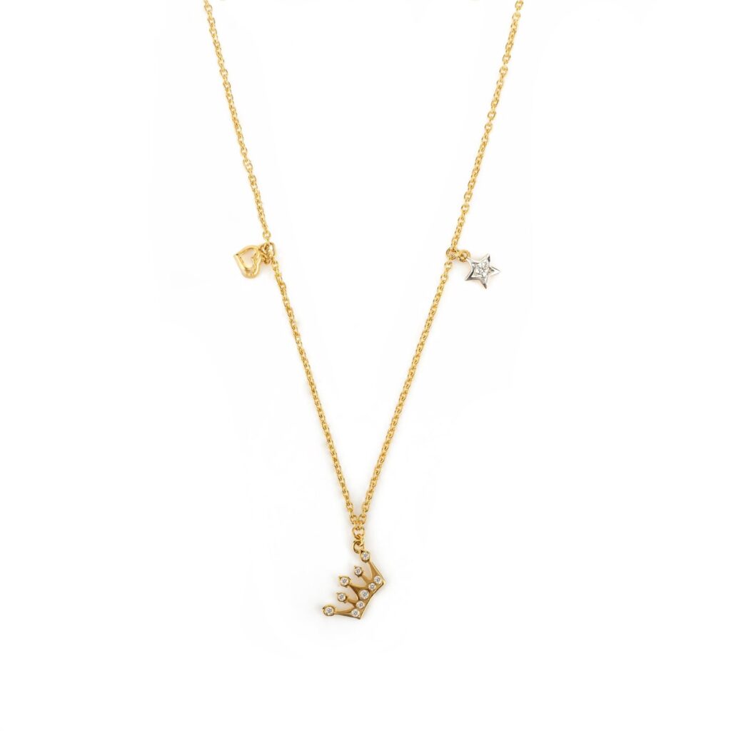 925 Sterling Silver Diamond Crown Chain Necklace
