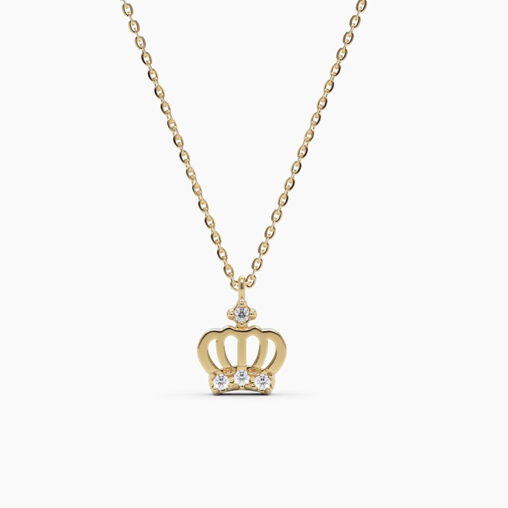 925 Sterling Silver Diamond Crown Necklace