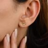 925 Sterling Silver Diamond Crown Stud Earrings - Image 3