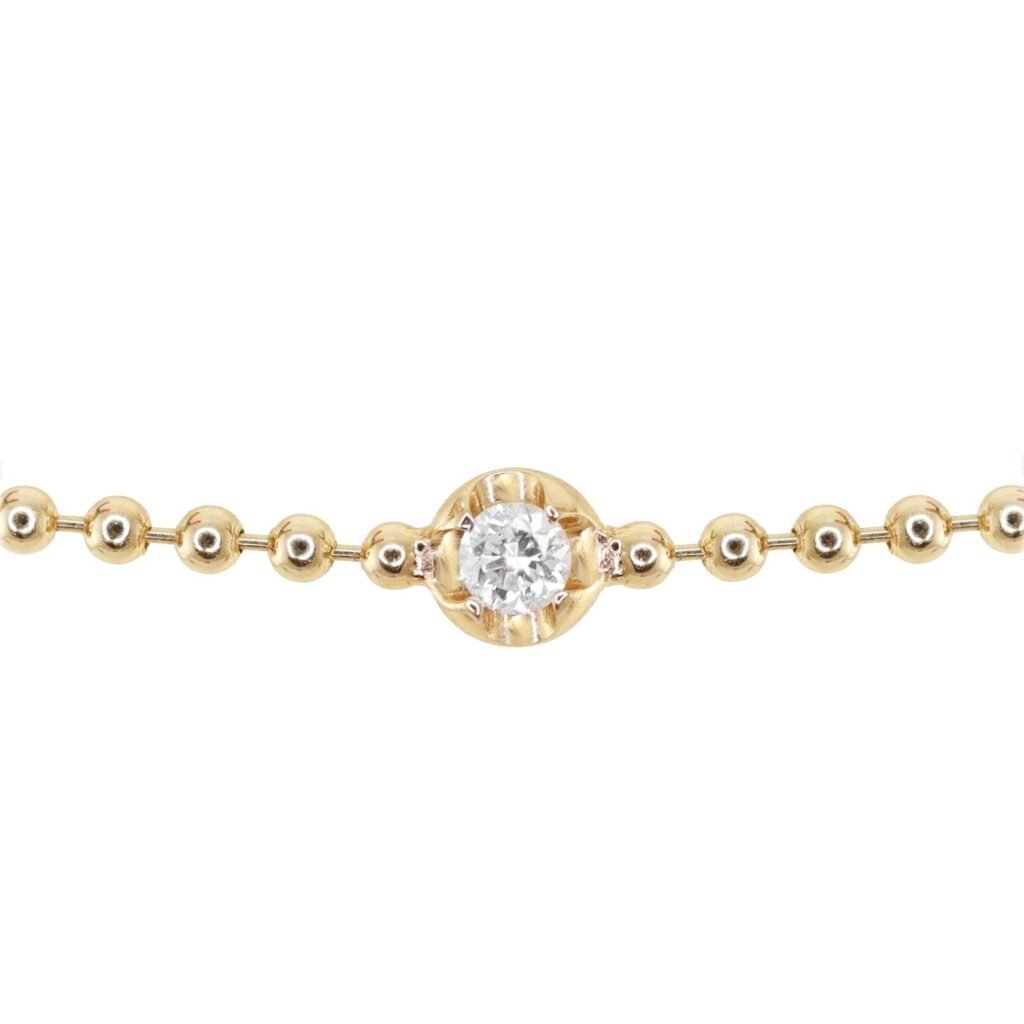 925 Sterling Silver Diamond Cut Diamond Beaded Bracelet
