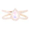 925 Sterling Silver Diamond Double Band Teardrop Moonstone Ring