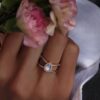 925 Sterling Silver Diamond Double Band Teardrop Moonstone Ring - Image 3