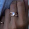 925 Sterling Silver Diamond Double Band Teardrop Moonstone Ring - Image 6