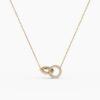 925 Sterling Silver Diamond Double Circle Necklace