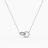 925 Sterling Silver Diamond Double Circle Necklace - Image 4