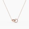 925 Sterling Silver Diamond Double Circle Necklace - Image 5