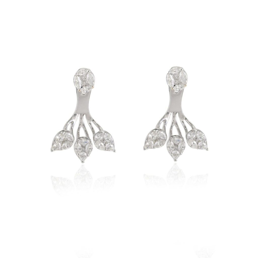 925 Sterling Silver Diamond Ear Jacket Earrings