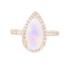 925 Sterling Silver Diamond Elongated Teardrop Moonstone Ring
