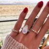 925 Sterling Silver Diamond Elongated Teardrop Moonstone Ring - Image 3