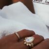 925 Sterling Silver Diamond Elongated Teardrop Moonstone Ring - Image 4