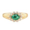 925 Sterling Silver Diamond Emerald Bezel Baby Burst Ring