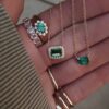 925 Sterling Silver Diamond Emerald Bezel Baby Burst Ring - Image 4