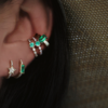 Bezel-set ear band with premium CZ emerald and diamond details
