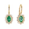 925 Sterling Silver Diamond Emerald Burst Hoop