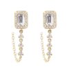 925 Sterling Silver Diamond Emerald Cut Chain Earrings