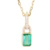 925 Sterling Silver Diamond Emerald Love Lock Necklace