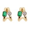 925 Sterling Silver Diamond Emerald Split Hoop