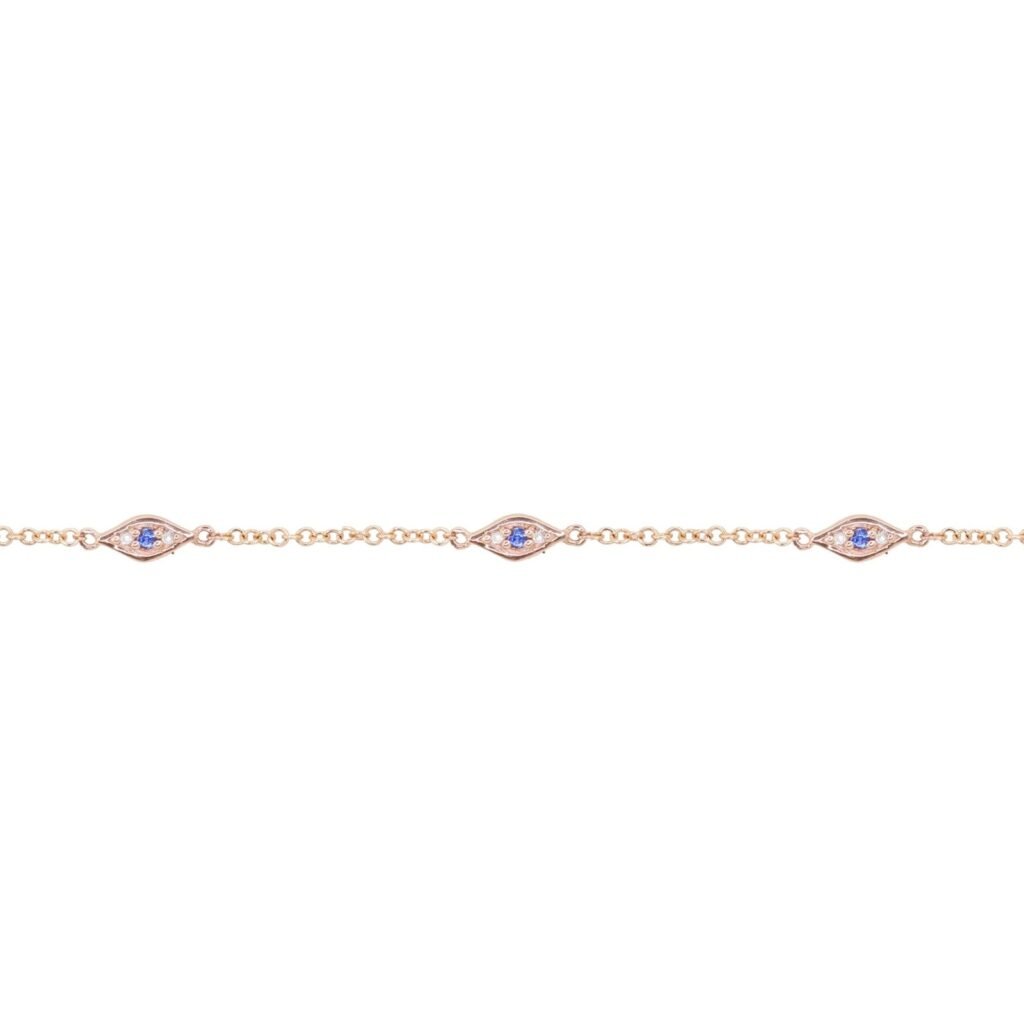 925 Sterling Silver Diamond Evil Eye Bracelet
