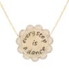 925 Sterling Silver Diamond Flower Disk Every Step Necklace