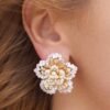 Gold-plated sterling silver earrings with a delicate floral design