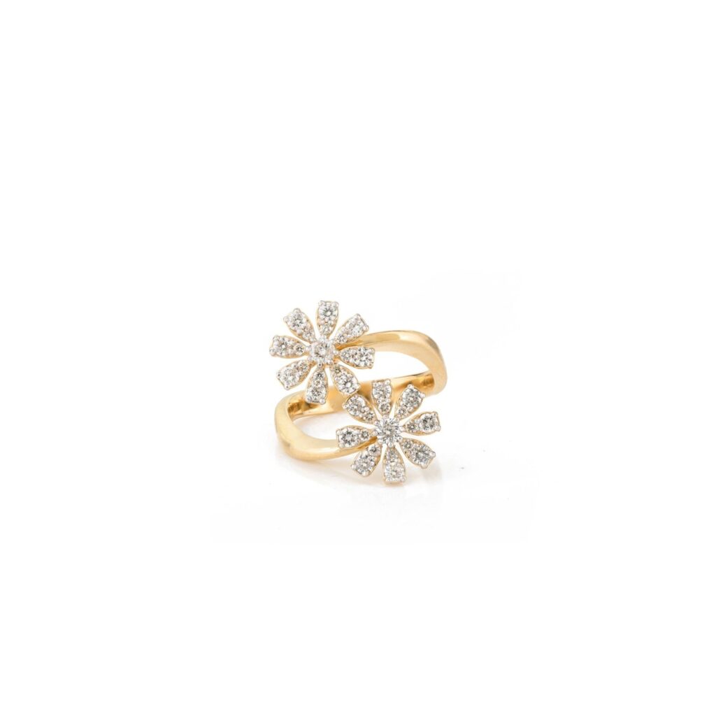 925 Sterling Silver Diamond Flower Ring