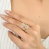 925 Sterling Silver Diamond Flower Ring - Image 2