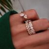Gold-plated geometric ring with a polished sterling silver finish