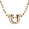925 Sterling Silver Diamond Good Luck Horseshoe Necklace On Ball Chain