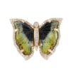 Butterfly ring with green tourmaline and CZ diamond accents