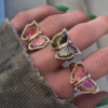 925 sterling silver butterfly ring with pave-set stones