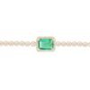 Sterling silver bracelet with halo-set emerald and diamond details