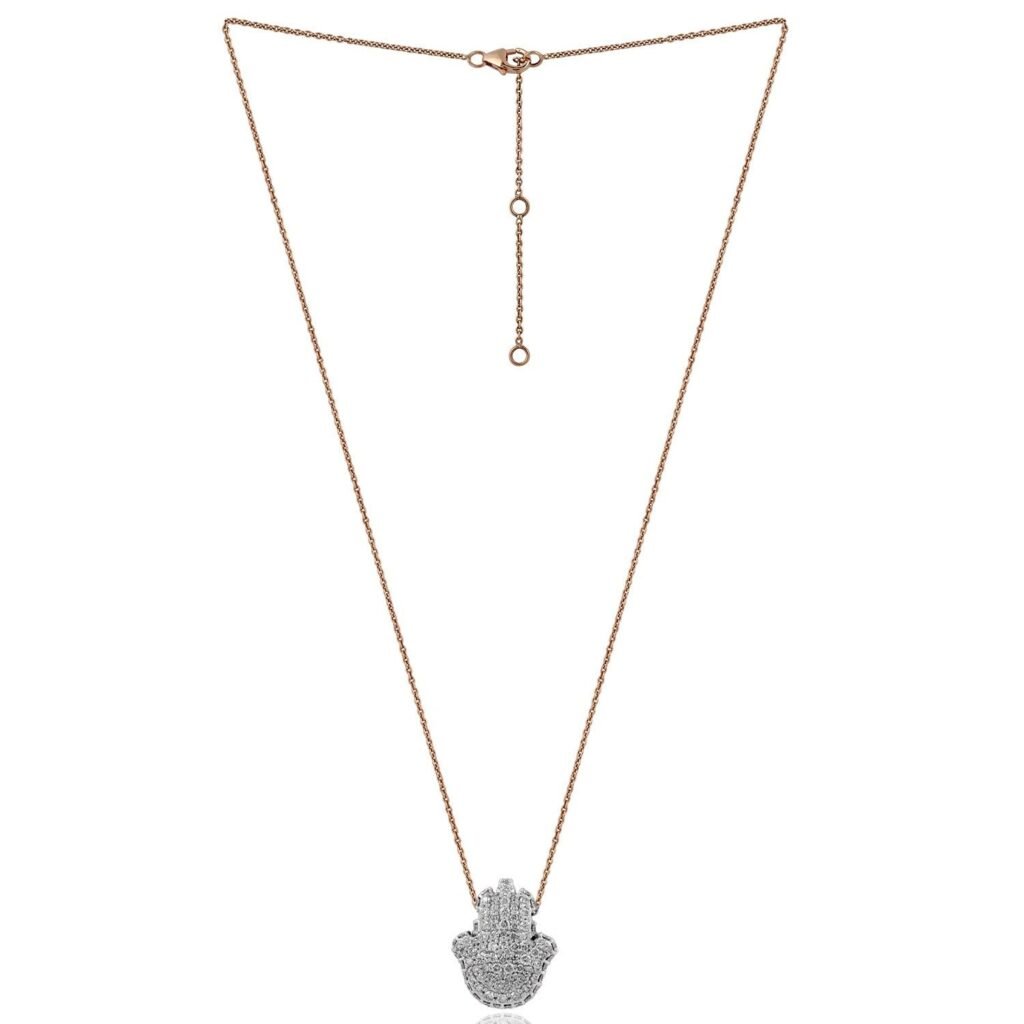 925 Sterling Silver Diamond Hamsa Pendant