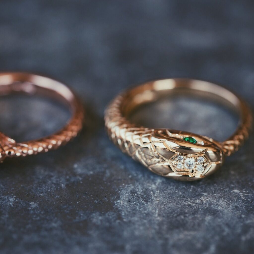 925 Sterling Silver Diamond Head Snake Ring