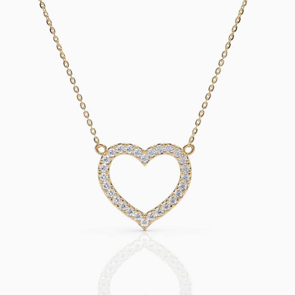 925 Sterling Silver Diamond Heart Necklace