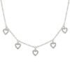 925 Sterling Silver Hearts Necklace with diamond-accented design