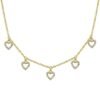 Diamond hearts necklace in 925 sterling silver with thick gold plating