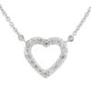 925 Sterling Silver hollow heart necklace with diamond accents