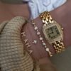Honey comb tennis bracelet with refined geometric detailing