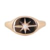 925 Sterling Silver Diamond Horizontal Starburst Signet Ring